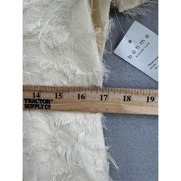 NWT Böhme Womens Cream Feather Sheer Short Sleeve Midi Dress Size Large - Picture 8 of 9